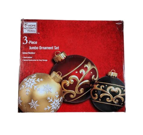 Home Accents 3pc Christmas Jumbo Ornament Set Holiday Yard Home