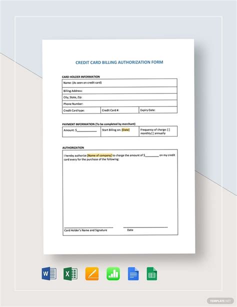 Looking for credit card authorization number? Credit Card Billing Authorization Form Template - Word (DOC) | Excel | Apple (MAC) Pages ...