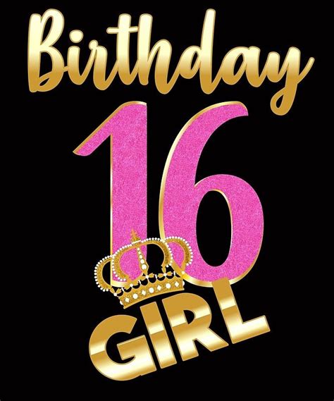 16th Birthday Sweet Sixteen Gold Crown Girl T Shirt Poster By