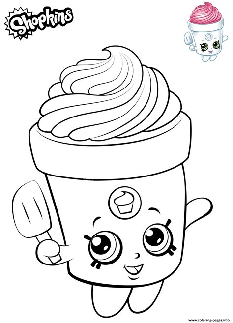 Cute Shopkins Freda Frosting Coloring Page Printable