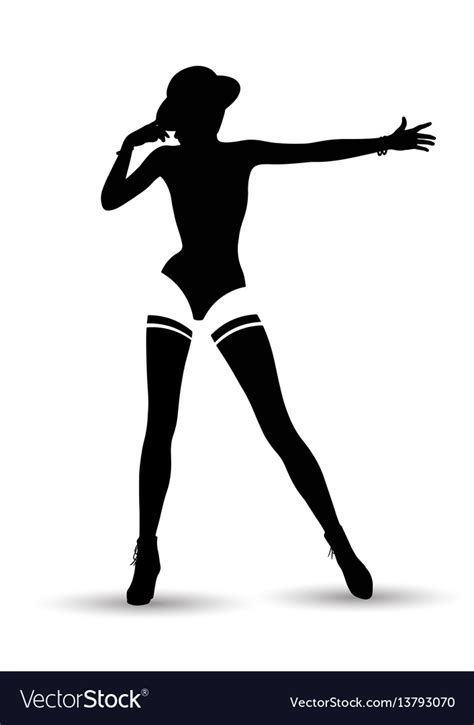 Erotic Silhouette Of The Girl In Style Of Cabaret Vector Image