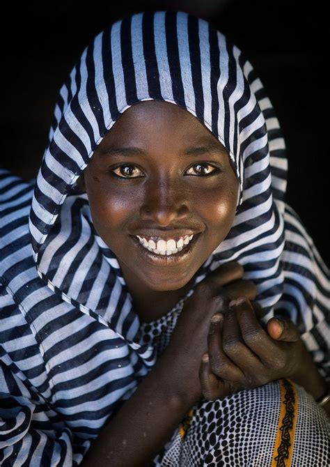 Portrait Of A Smiling Afar Tribe Teenage Girl Afambo Ethiopia Taken