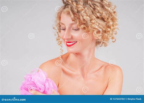 Perfect Fresh Clean Skin Concept Beautiful Woman Washing Her Body