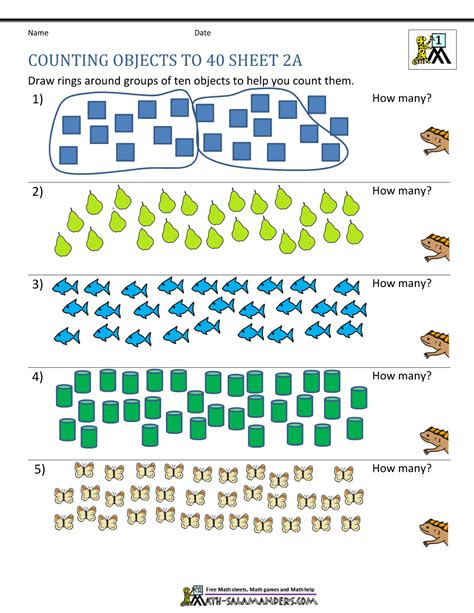 Preschool and kindergarten printable flash cards, kitten, and puppy. Printable Counting Worksheet - Counting up to 50