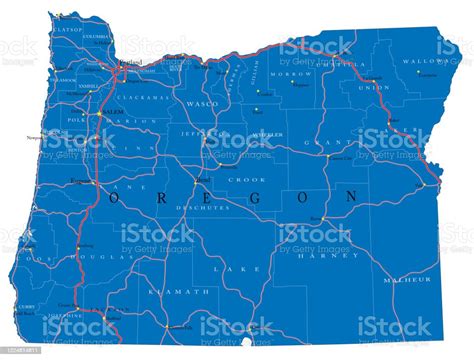 Oregon State Political Map Stock Illustration Download Image Now