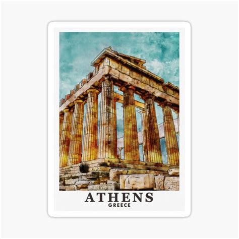 Athens Greece Travel Art Minimalist Sticker For Sale By Inifahruali