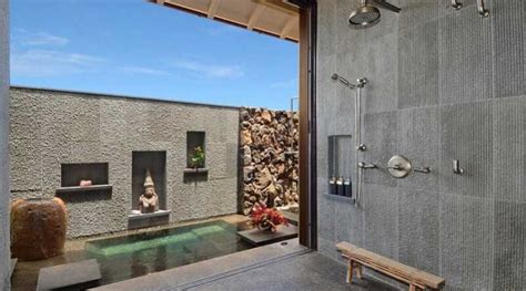 Outdoor Bathroom Design Natural Open Air Bathroom Plans Minimalist