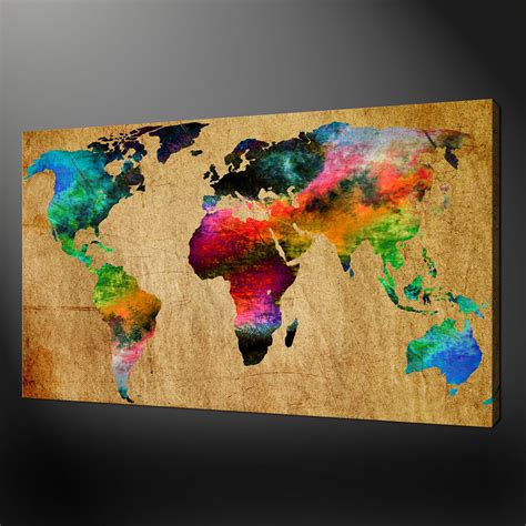 World Map Canvas Wall Art Picture Print