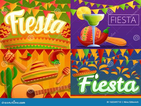 Fiesta Banner And Poster Design With Flags Decorations Vector