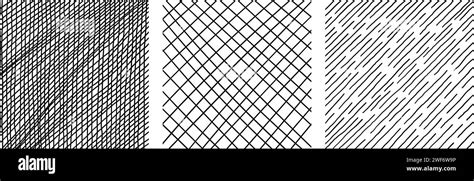 Line Textures With Different Hand Drawn Patterns Pencil Lines On White