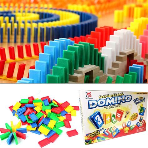 100 x Domino Set Wooden Blocks Game Kids Educational Toy Fun Play ...