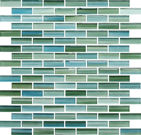 Rip Curl Green And Blue Hand Painted Glass Subway Mosaic Tiles Mosaic Glass Contemporary