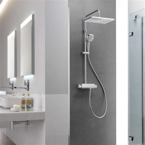 Roca Deck T Square Thermostatic Shower Column With Shelf Mykit Buy