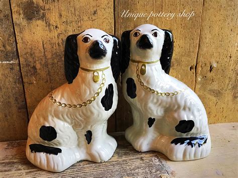 A Great Pair Of English Antique Dog Figurines By Uniquepotteryshop On Etsy