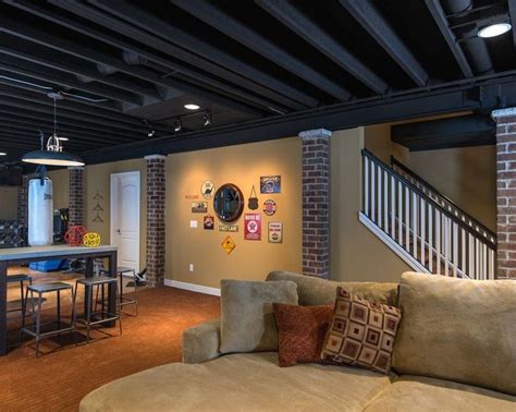 Black Ceiling Basement Ideas