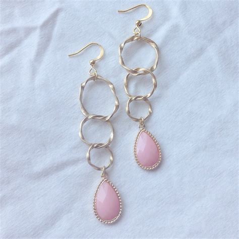 Pink Teardrop Hoop Earrings By Pantomimelionjewelry On Etsy
