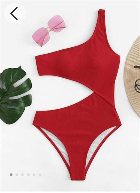 New Red One Shoulder Cut Out Swimsuit Flattering Swimsuits Cut Out Swimsuits Cute Swimsuits