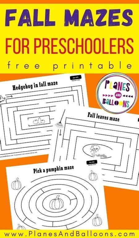 Free Printable Fall Mazes For Preschoolers Planes And Balloons Fall