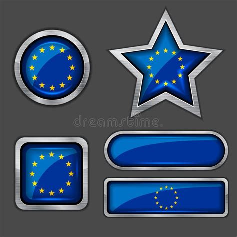 Collection Of European Union Flag Icons Stock Vector Illustration Of