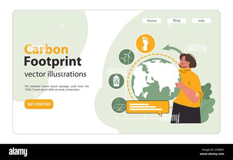 Woman evaluates global carbon footprint. Wind turbines, recycle bin