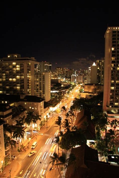 Waikiki At Night Waikiki Oahu Hawaii