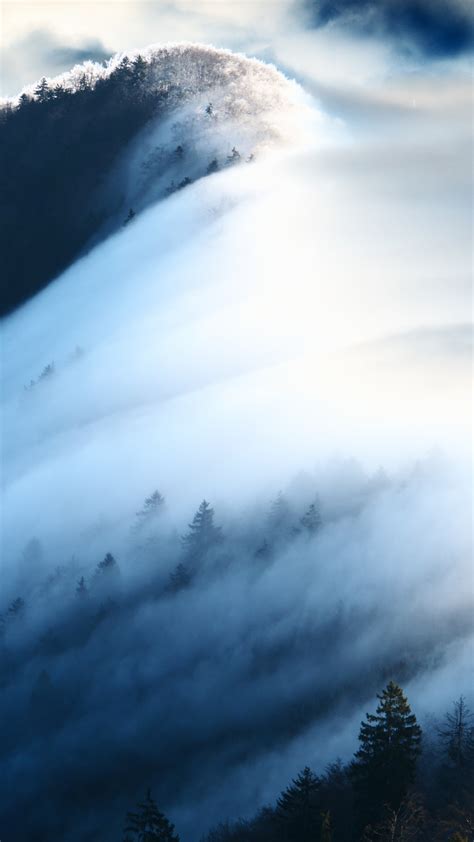 Foggy Belchenflue Mountains Wallpaper Backiee