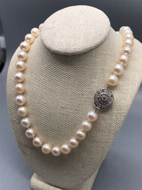 Pearl And Diamond Necklace Cultured Pearl Necklace Pearl Diamond