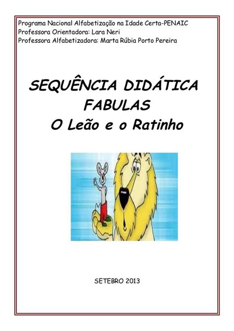 Sequência Didática O Leão E O Ratinho Genero Textual Fabula