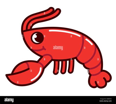 Cute Cartoon Lobster Drawing Funny Red Crawfish Character Vector Clip