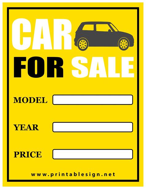Car For Sale Sign Free Printable Free Download