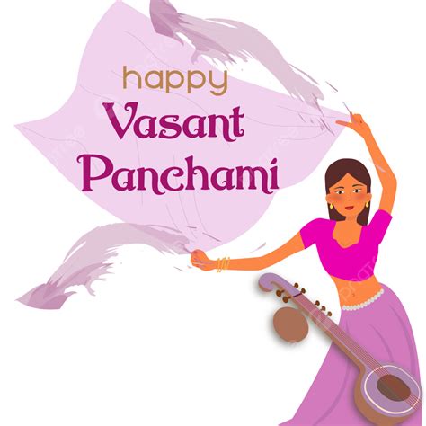 Happy Vasant Panchami With Culture Magenta Indian Women Dancing Bring Sitar Lohri Indian