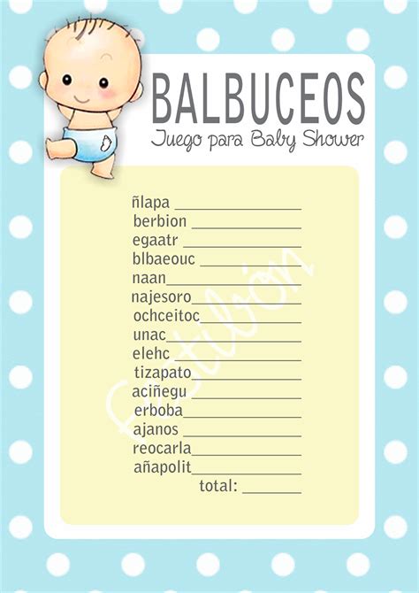 Balbuceos Juegoparababyshower4png 1131×1600 Boy Baby Shower