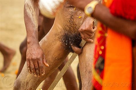 Naga Baba Wrapping Penis Around Stick Kumbh Mela India
