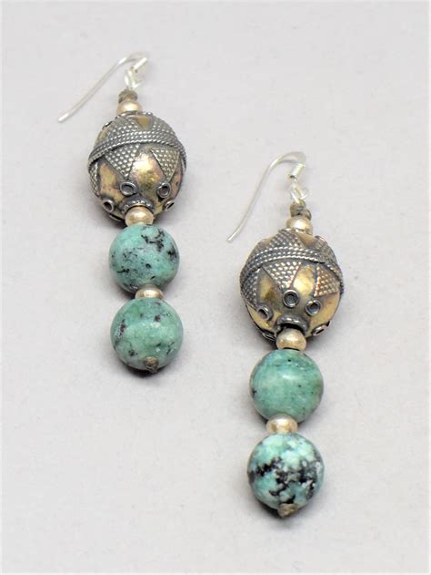 Turquoise Earrings Gemstone Earrings Drop Earrings Stone Etsy