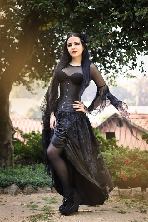 Silky Gothic Fashion Women Gothic Fashion Goth Model