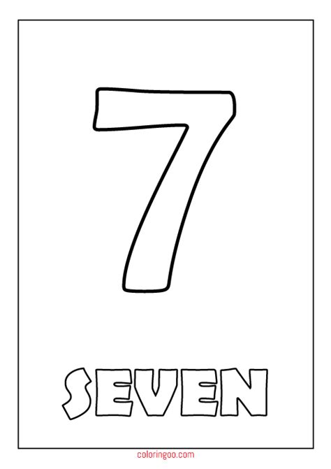 Printable Number 7 Seven Coloring Page Pdf For Kids
