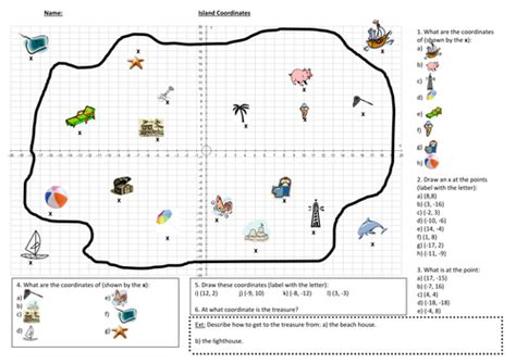 Coordinates In All Four Quadrants Map By Hanz1808 Teaching Resources