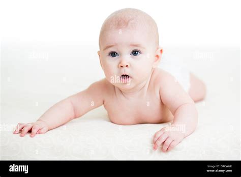 Baby Girl Lying Stock Photo Alamy