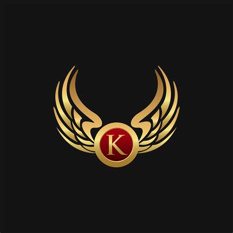 luxury letter k emblem wings logo design concept template 611419 vector art at vecteezy