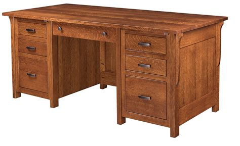 Amish Arts And Crafts Mission Executive Computer Desk Solid Wood File