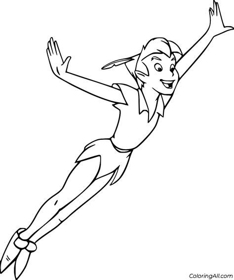 Flying Peter Pan Coloring Page Coloringall