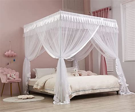 Mengersi 4 Corners Post Canopy Bed Curtains For Girls Kids Adults Queen