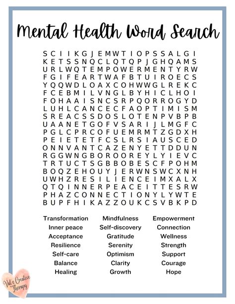 Mental Health Crossword Calming Crossword Puzzle Feel Good Puzzle Etsy