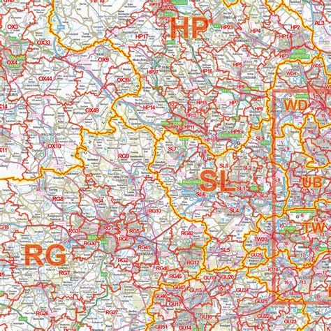 South East England Postcode District Wall Map D2 XYZ Maps