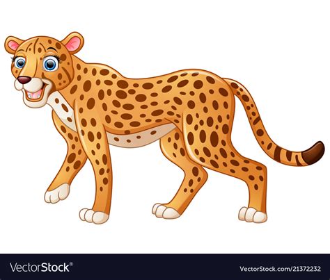 Happy Leopard Cartoon Isolated On White Background