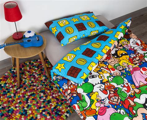 Super Mario Single Bed Duvet Cover Set Sky Bluemulti