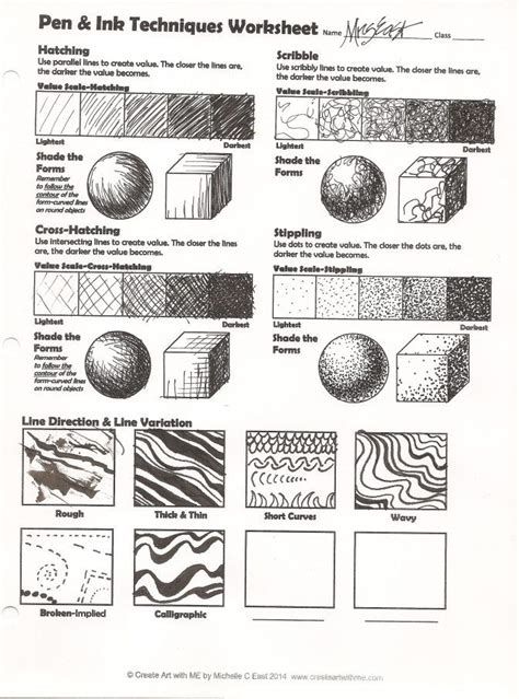 Has been added to your cart. Image result for drawing techniques worksheet | Çizim ...