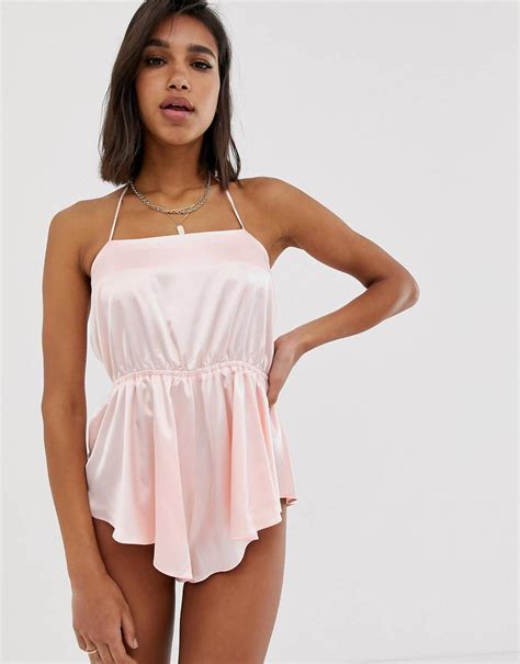 asos design satin romper with side splits asos satin romper rompers fashion