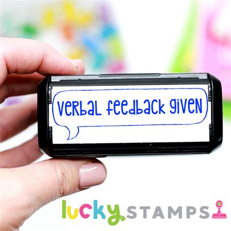 Verbal Feedback Given Self Inking Cat Teacher Stamps