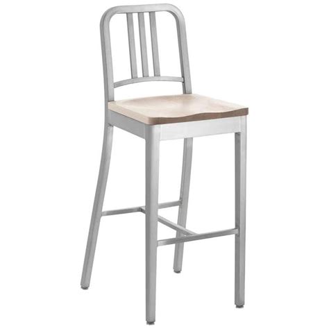 Emeco Navy Barstool In Polished Aluminum And Ash By Us Navy For Sale At